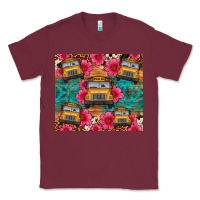 Burgundy school bus leopard cowhide Classic Tee - Artiststas