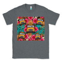 Charcoal Heather school bus leopard cowhide Classic Tee - Artiststas