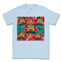 Dusty Blue school bus leopard cowhide Classic Tee - Artiststas