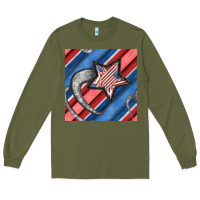 Army Green stripes & stars seamless pattern Long Sleeve Tee - BundleAndBundleShop