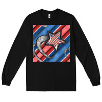 Black stripes & stars seamless pattern Long Sleeve Tee - BundleAndBundleShop