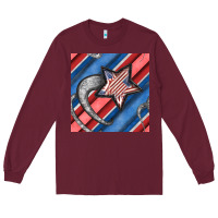Burgundy stripes & stars seamless pattern Long Sleeve Tee - BundleAndBundleShop