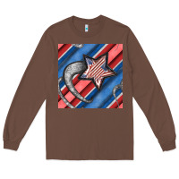 Chestnut stripes & stars seamless pattern Long Sleeve Tee - BundleAndBundleShop