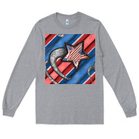 Heather Grey stripes & stars seamless pattern Long Sleeve Tee - BundleAndBundleShop