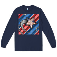 Navy stripes & stars seamless pattern Long Sleeve Tee - BundleAndBundleShop