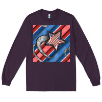 Plum stripes & stars seamless pattern Long Sleeve Tee - BundleAndBundleShop