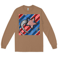 Toasted Coconut stripes & stars seamless pattern Long Sleeve Tee - BundleAndBundleShop