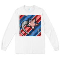 White stripes & stars seamless pattern Long Sleeve Tee - BundleAndBundleShop