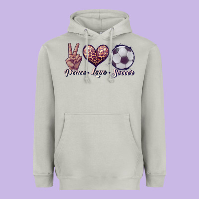 Peace Love Soccer Heavyweight Hoodie Designed By Jahusdesignshop
