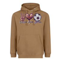 Toasted Coconut peace love soccer Heavyweight Hoodie - JahusDesignShop