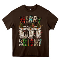 Chocolate Brown merry and bright Heavy Core Tee - CowGirlArtShop