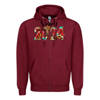 Burgundy senior 2024 western Zipper Hoodie - JahusDesignShop