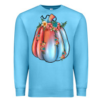 Ocean Blue flowers pumpkin Premium Sweatshirt - JahusDesignShop