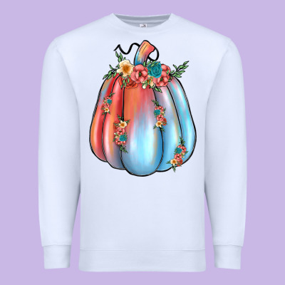 Flowers Pumpkin Premium Sweatshirt Designed By Jahusdesignshop