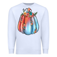 White flowers pumpkin Premium Sweatshirt - JahusDesignShop