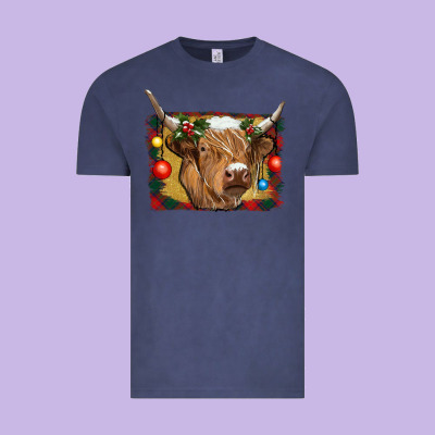 Highland Cow Christmas Vintage Tee Designed By Ranaportraitstore