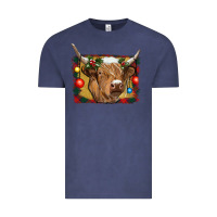 Vintage Denim highland cow christmas Vintage Tee - RanaPortraitStore
