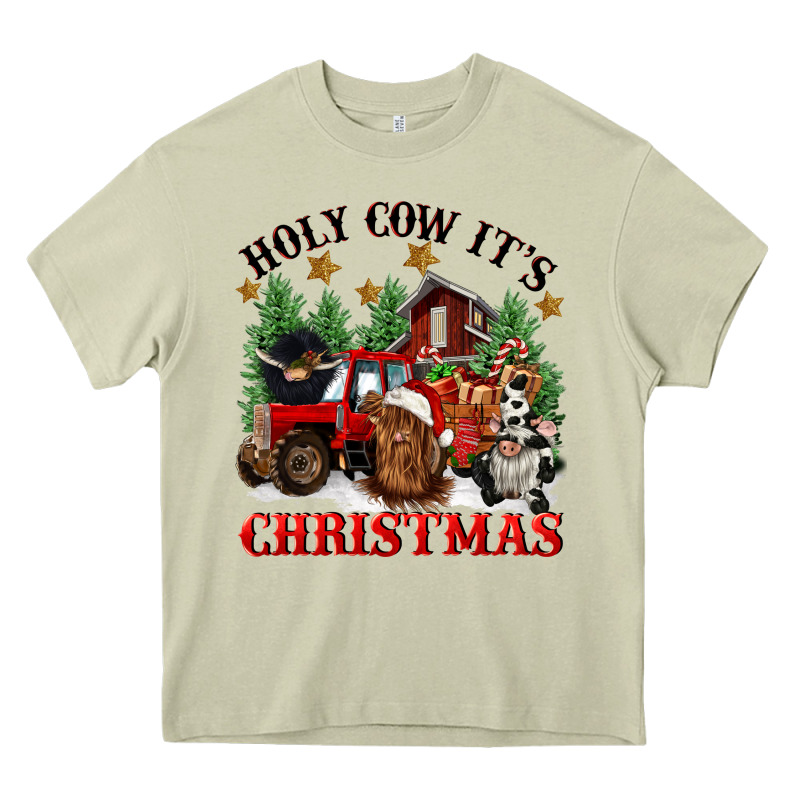 Holy Cow Its Christmas Heavy Core Tee by CowGirlArtShop | Teevron