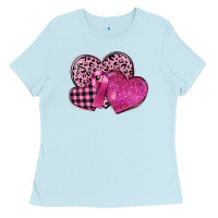 Baby Blue breast cancer hearts Ladies Tee - FaDigitalArtStudio