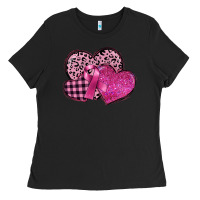 Black breast cancer hearts Ladies Tee - FaDigitalArtStudio