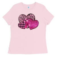 Bubblegum Pink breast cancer hearts Ladies Tee - FaDigitalArtStudio