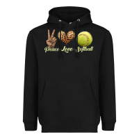 Black peace love softball Heavyweight Hoodie - JahusDesignShop
