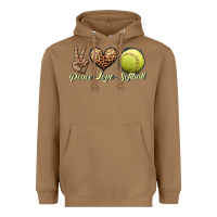 Toasted Coconut peace love softball Heavyweight Hoodie - JahusDesignShop