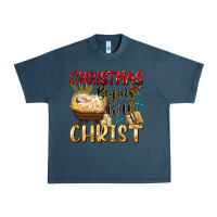 Midnight Navy christmas begins with christ Urban Heavy Tee - FaDigitalArtStudio