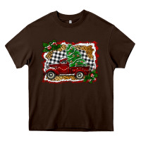 Chocolate Brown Christmas Truck With Christmas Tree Heavy Core Tee - RanaPortraitStore