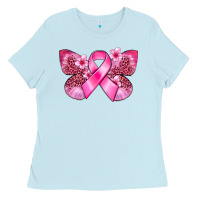 Baby Blue Cancer butterfly Ladies Tee - FaDigitalArtStudio
