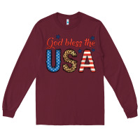 Burgundy god bless the usa Long Sleeve Tee - BundleAndBundleShop