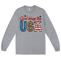 Heather Grey god bless the usa Long Sleeve Tee - BundleAndBundleShop