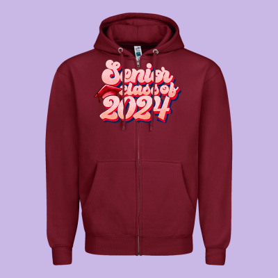 Senior Class Of 2024 Zipper Hoodie Designed By Jahusdesignshop
