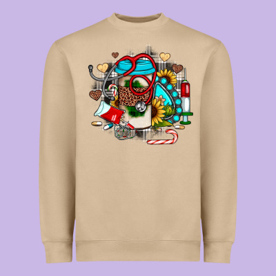 Christmas Sunflower Gemstone Nurse Heavyweight Sweatshirt Designed By Jahusdesignshop