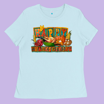 Happy Thanksgiving Ladies Tee Designed By Fadigitalartstudio