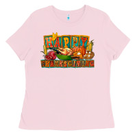 Bubblegum Pink Happy Thanksgiving Ladies Tee - FaDigitalArtStudio