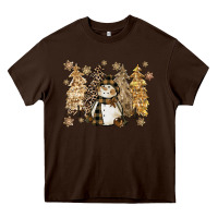 Chocolate Brown snowman with christmas trees 11inches Heavy Core Tee - CowGirlArtShop
