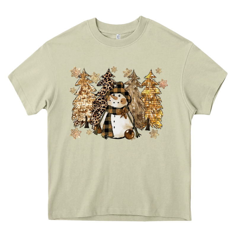 Snowman With Christmas Trees 11inches Heavy Core Tee by CowGirlArtShop | Teevron