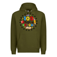 Army Green 100 days of school Premium Hoodie - Artiststas