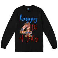 Black happy 4th of july Long Sleeve Tee - BundleAndBundleShop