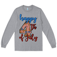 Heather Grey happy 4th of july Long Sleeve Tee - BundleAndBundleShop
