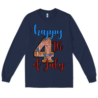 Navy happy 4th of july Long Sleeve Tee - BundleAndBundleShop