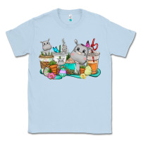 Dusty Blue Easter Hippopotamus coffee cups Easter Day Classic Tee - CowGirlArtShop