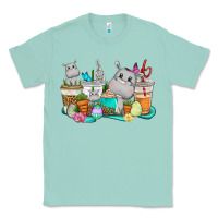 Seafoam Easter Hippopotamus coffee cups Easter Day Classic Tee - CowGirlArtShop