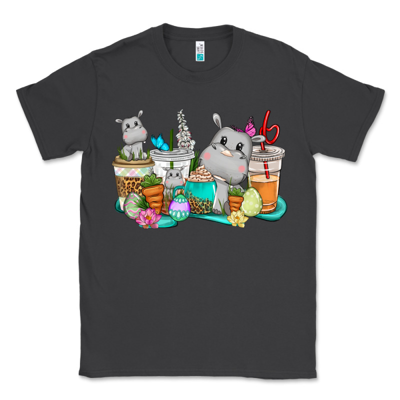 Easter Hippopotamus Coffee Cups Easter Day Classic Tee by CowGirlArtShop | Teevron