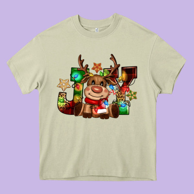 Reindeer Joy Christmas Heavy Core Tee Designed By Cowgirlartshop