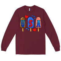 Burgundy usa popsicles Long Sleeve Tee - BundleAndBundleShop