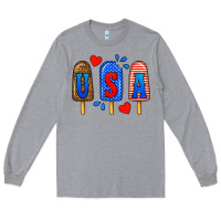 Heather Grey usa popsicles Long Sleeve Tee - BundleAndBundleShop