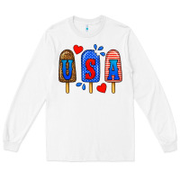White usa popsicles Long Sleeve Tee - BundleAndBundleShop