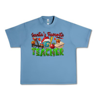 Pebble Blue Santa's Favorite Teacher Urban Heavy Tee - FaDigitalArtStudio